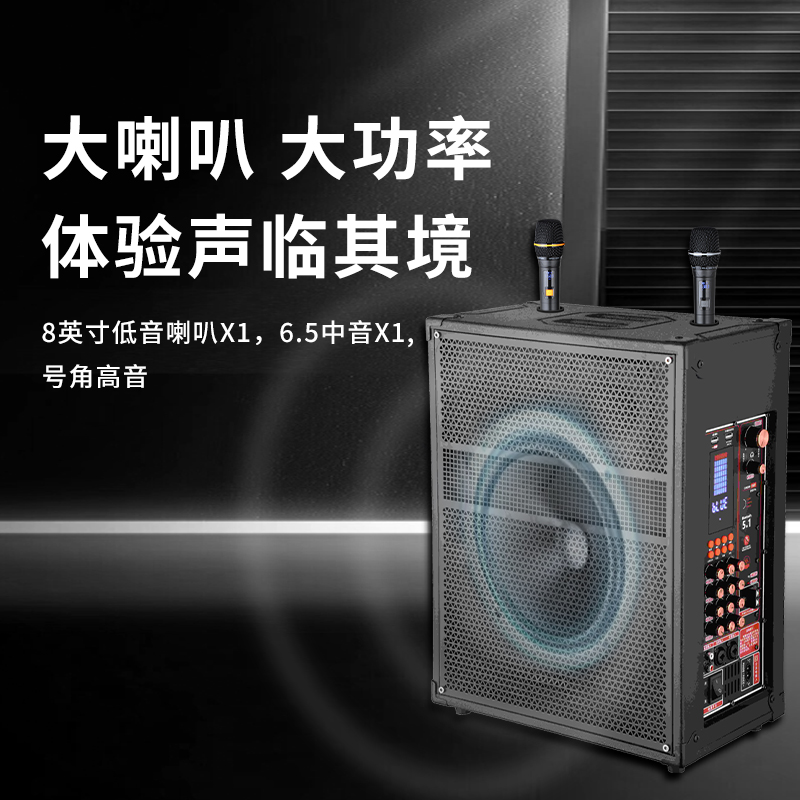 润普Runpu会议音频扩声拉杆音箱三分频8英寸低音卡拉OK户外演出活动野外作训带话筒拉杆箱RP-S-LGP8F高清大图