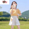 绿彩虹光女童套装洋气短袖女孩2022夏装新款网红中大童格子两件套学生宽松
