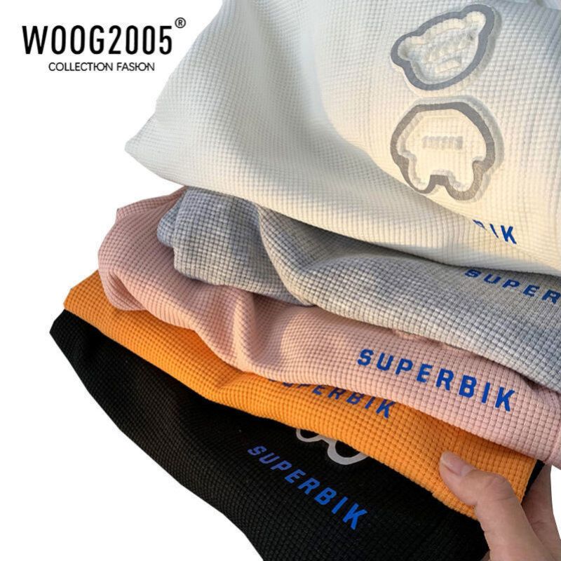 WOOG2005华夫格情侣短裤男夏季薄款潮牌过膝运动五分裤设计感小