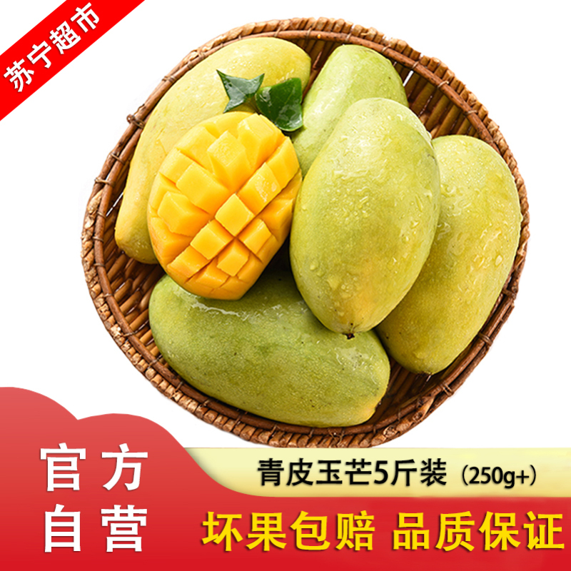 玉芒青皮芒果5斤装甜心芒新鲜采摘当季水果 单果250g起(拍两件合并发货,带箱10斤)