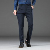 春秋西裤男轻奢修身直筒弹力免烫青年商务正装职业百搭休闲裤 28（2尺1）100斤 669蓝色常规