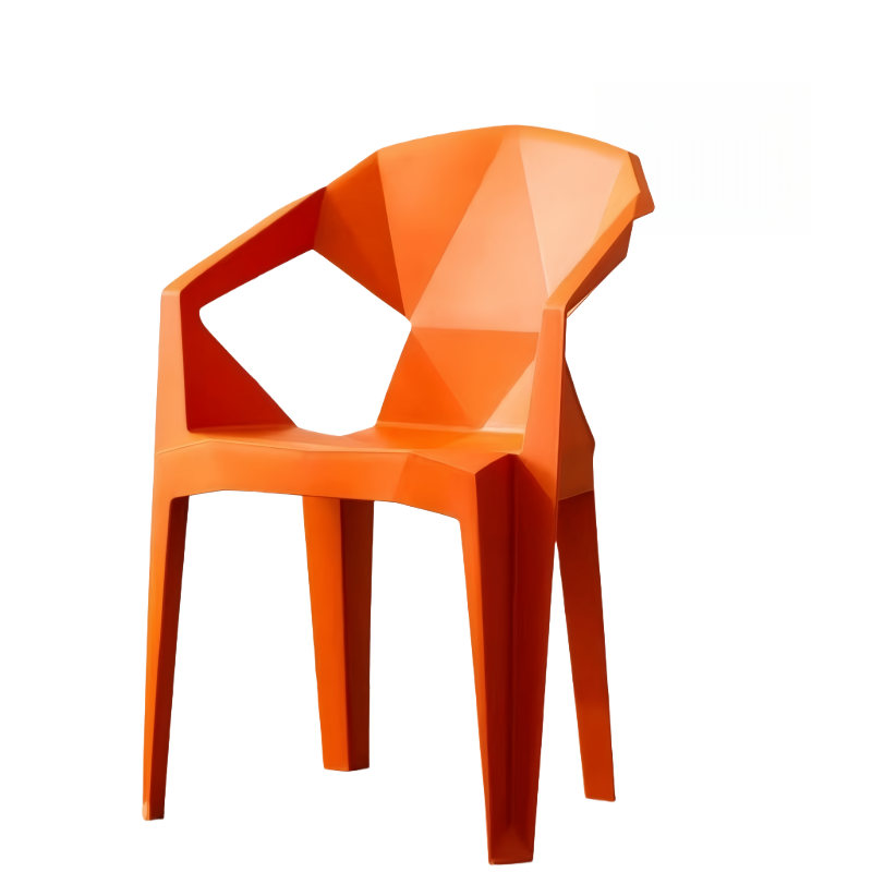 蕃蒂塑料椅橘色把高清大图