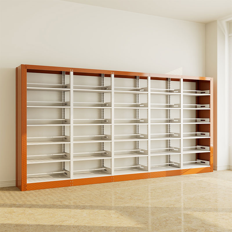 臻远 ZY4072635 钢制书架黄色转印图书馆书架资料架 双面6层一列五组 4600*450*2000mm高清大图