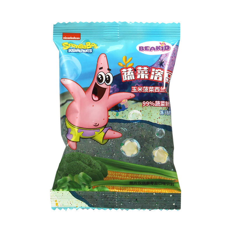 beakid 海绵宝宝蔬菜溶豆 儿童零食 玉米菠菜西兰花味 24g 盒装