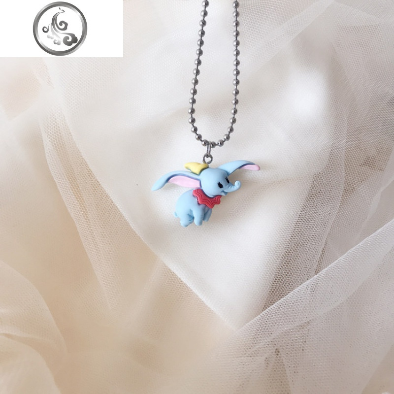 ins土酷蹦迪可爱卡通萌萌小飞象项链撞色项链男女情侣闺蜜项链 小飞象项链