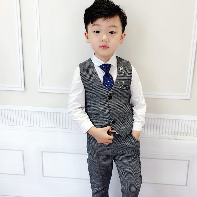 迪鲁奥diluao儿童礼服马甲套装男童西服中大童主持人服装男钢琴表演服