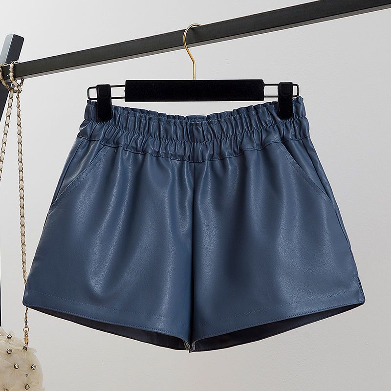 皮短裤女2021年新款秋季新品宽松a字阔腿显瘦秋冬款高腰皮裤外穿