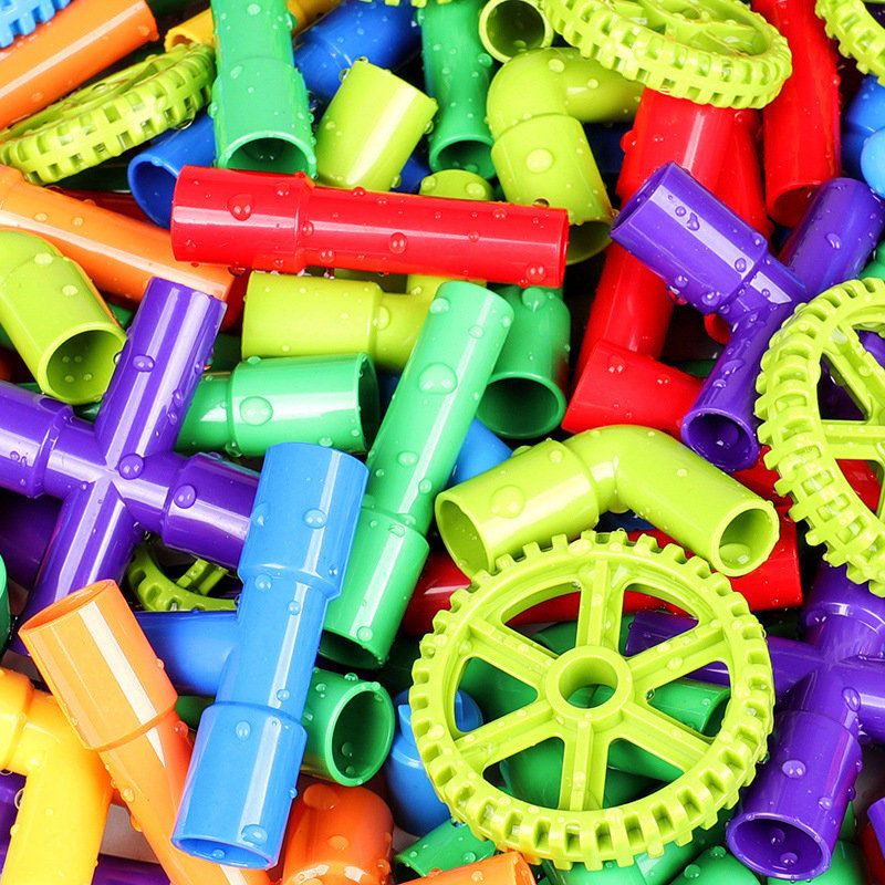 水管38颗粒倍奇儿童拼插拼装水管道塑料积木玩具兼容乐高大颗粒益智