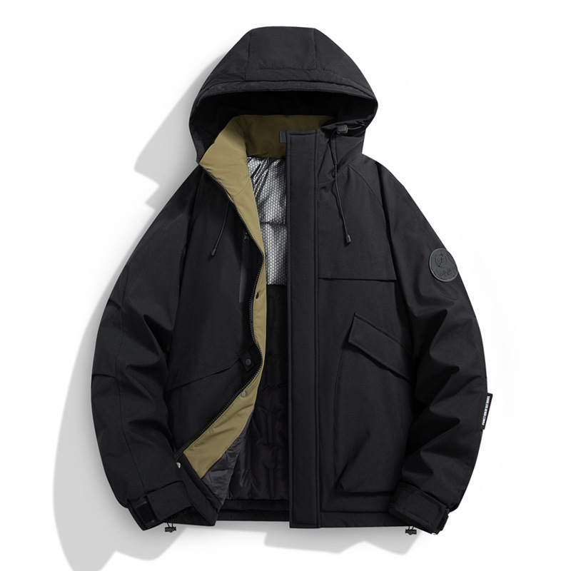 啄木鸟冲锋衣秋冬季石墨烯棉衣男加绒加厚保暖夹棉衣防寒休闲外套 27199黑色 3XL