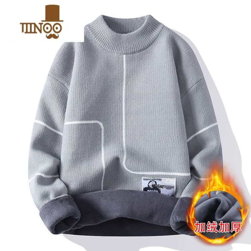 YANXU男士毛衣青少年学生打底针织衫休闲内搭半高领潮流毛衫男图片