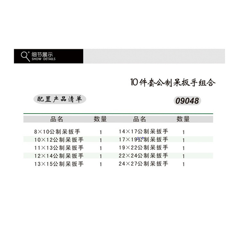 绿林呆扳手组合10件套
