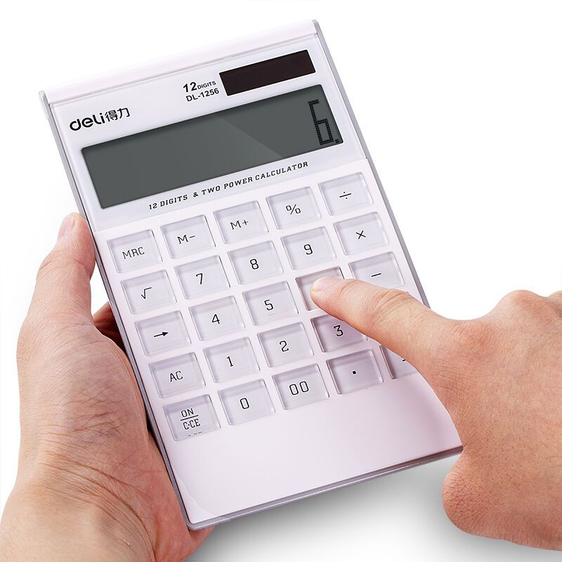 得力(deli)1256桌面型计算器 办公计算机 12位数大型计算器 双电源计算器 财务计算器 办公用品