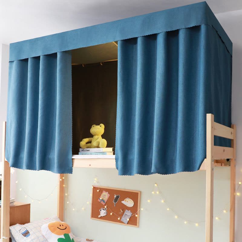 风床帘带纱 学生宿舍强遮光棉麻床幔 大学寝室上铺下铺图片