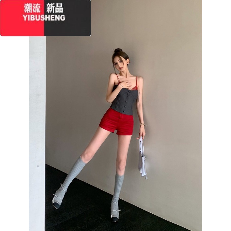 YIBUSHENG复古灰色方领短袖连衣裙女季新款气质修身短裙显瘦收腰a字裙新高清大图