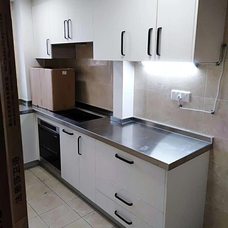 北京橱柜定制整体石英石不锈钢台面厨房定做现代欧式经济型家用柜闪电