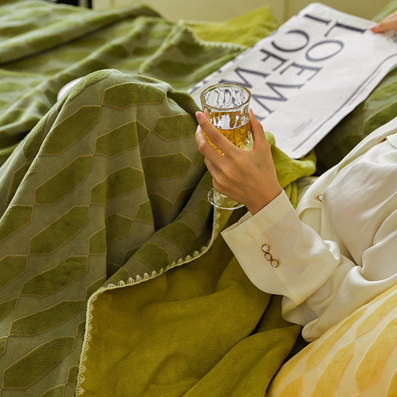 东纺拾光DF1046 简约系列毛毯230*200cm 绿色高清大图