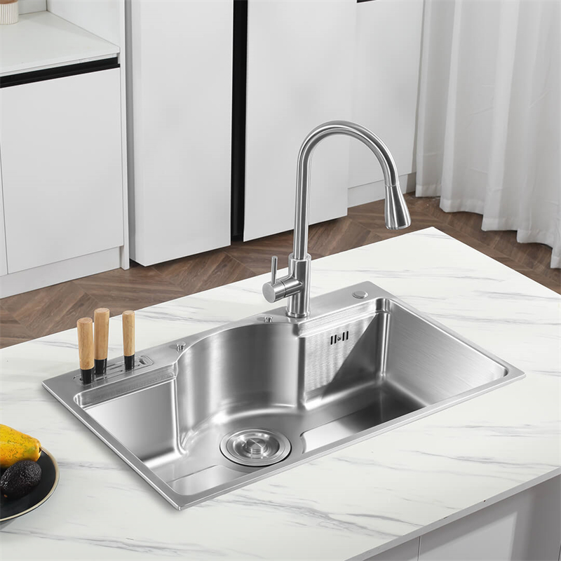 美仕杰拉伸水槽一体式大单槽洗菜池厨房家用洗碗盆304不锈钢水池洗菜