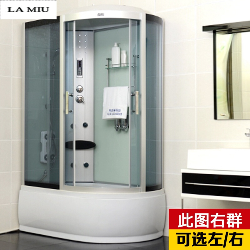 新款整体淋浴房整体浴室卫生间玻璃隔断一体式淋浴房浴缸双用浴室_2 110X80白色右群