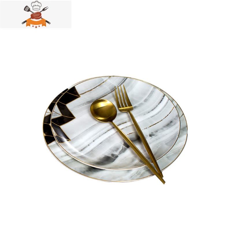 shp景德镇北欧ins轻奢大理石碗碟套装家用餐具骨瓷盘子吃饭碗 敬平 100头时尚诱惑图片