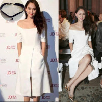 迪鲁奥DILUAO2017欧美新款一字领露肩连衣裙名媛气质不规则修身黑色小晚礼服女时尚潮