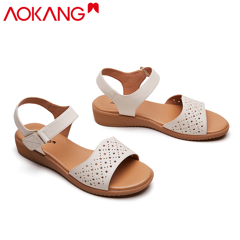 奥康凉鞋女夏季新款舒适透气女士凉鞋简约防滑软底沙滩鞋妈妈凉鞋