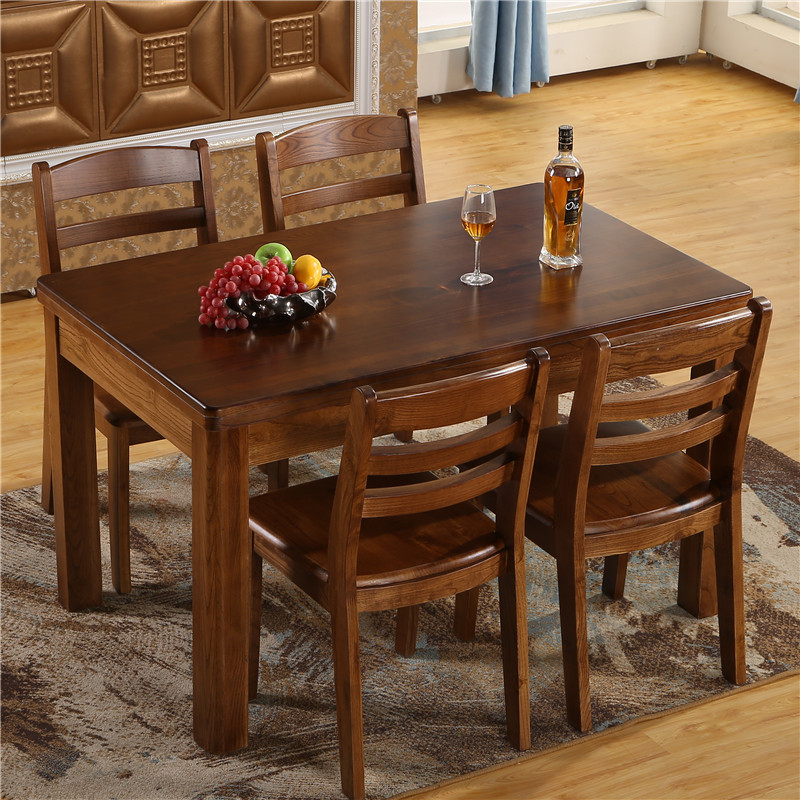 巨高家具实木餐桌椅酒店方桌一桌四椅