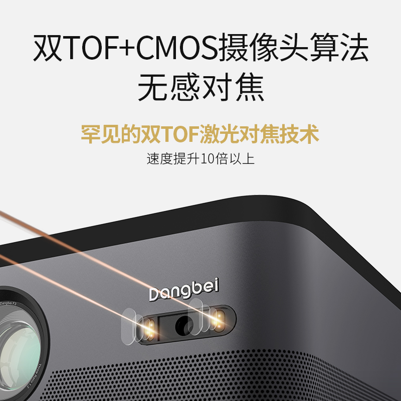 当贝F3投影仪高清家用智能投影机(2050ANSI流明 4G+64G大内存 支持4K 真1080P Mstar938旗舰级芯片 激光自动对焦 无感梯形校正)