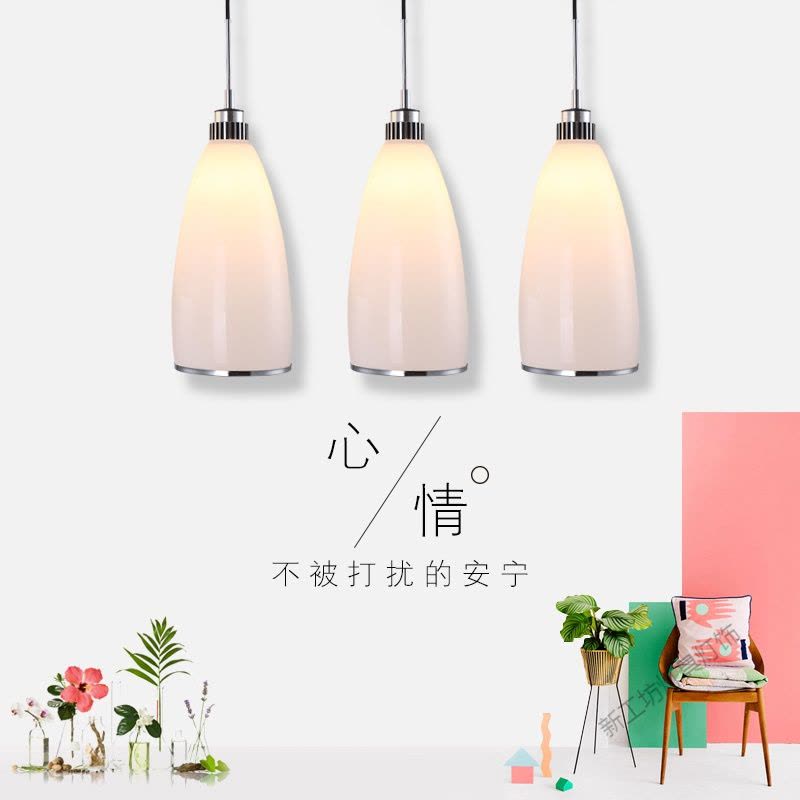 苏宁放心购 餐厅吊灯三头现代简约圆形创意餐桌北欧个性家用饭厅吧台led灯具图片