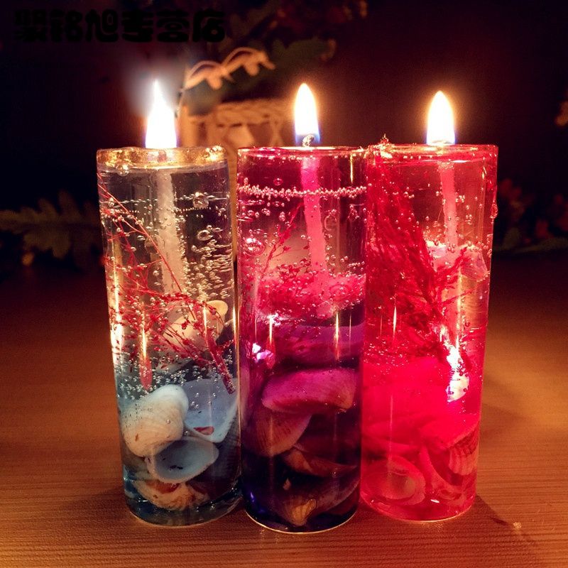 贝壳香薰海洋果冻小蜡烛浪漫情人节七夕表白生日婚庆蜡烛杯果冻蜡烛-珊瑚红小号2个装