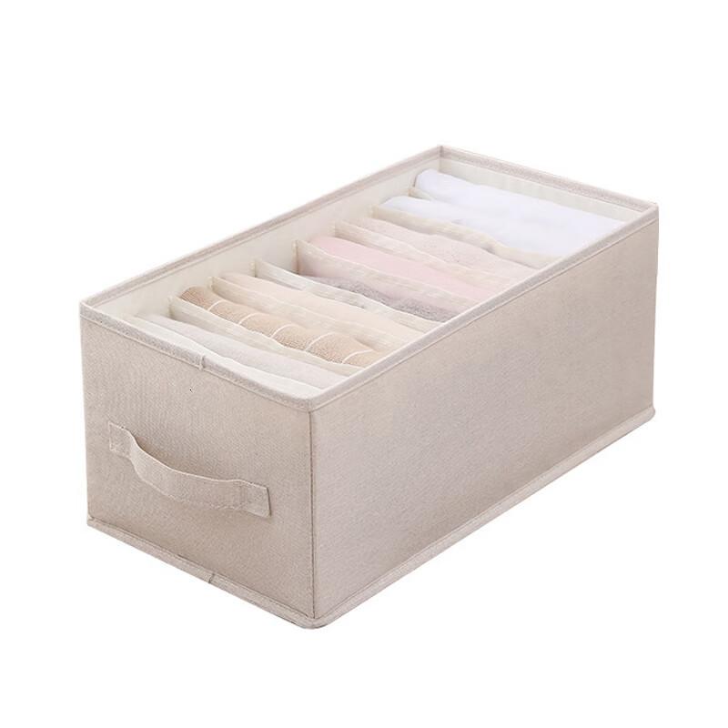 茶花(CHAHUA)收纳箱衣服裤子收纳盒筐布艺内衣柜储物折叠分层整理分隔神器9格 990173