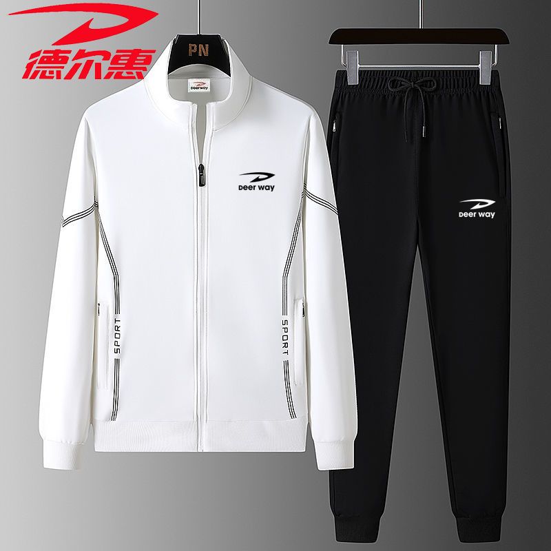 deerway德尔惠春秋季新款男士休闲运动套装宽松大码外套男运动服视频