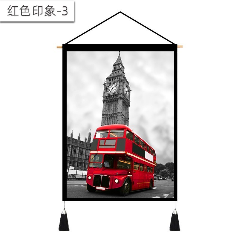 背景布风挂布 房间装饰画墙布北欧客厅沙发背景墙床头挂画 红色印象-3 宽45cm*高65cm