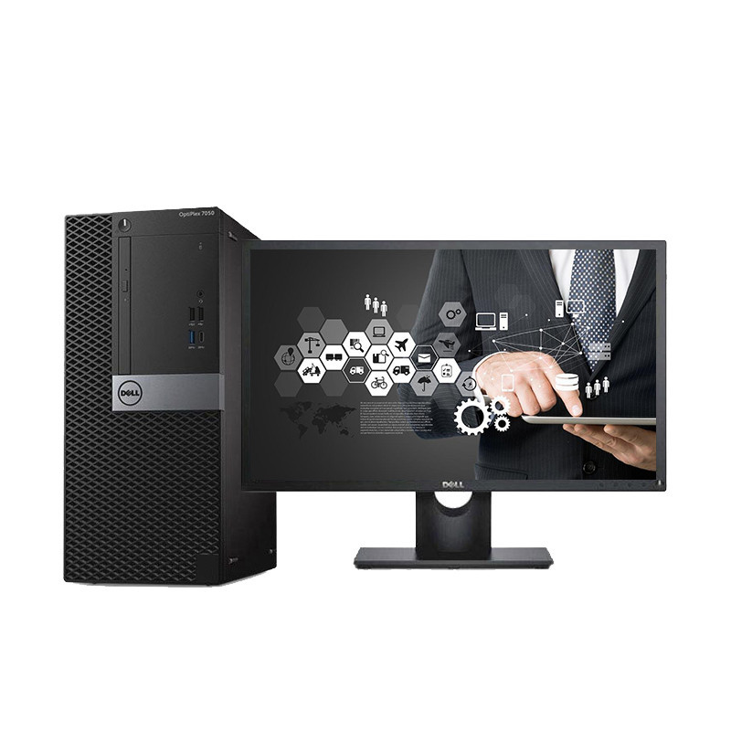 戴尔(DELL)Optiplex7050MT 台式电脑 23.8英寸屏(Intel i7-7700 8GB 1T+256G固态 2G独显 刻录 W10)商用办公 家用娱乐 性价比机