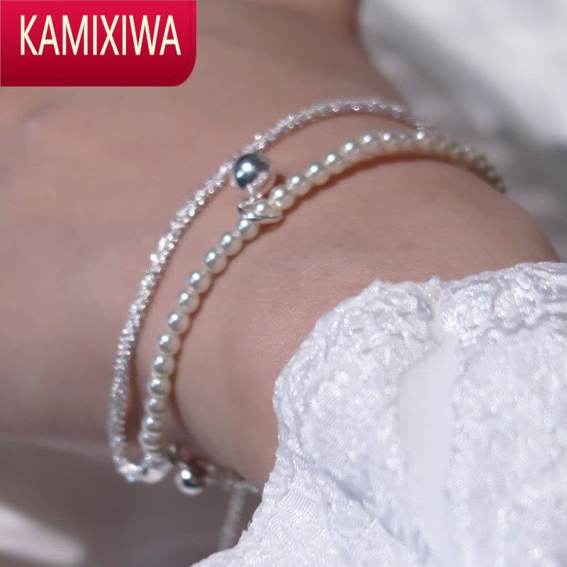 KAMIXIWA小海浪银饰珍珠手链女ins小众精致满天星S银气质手环图片