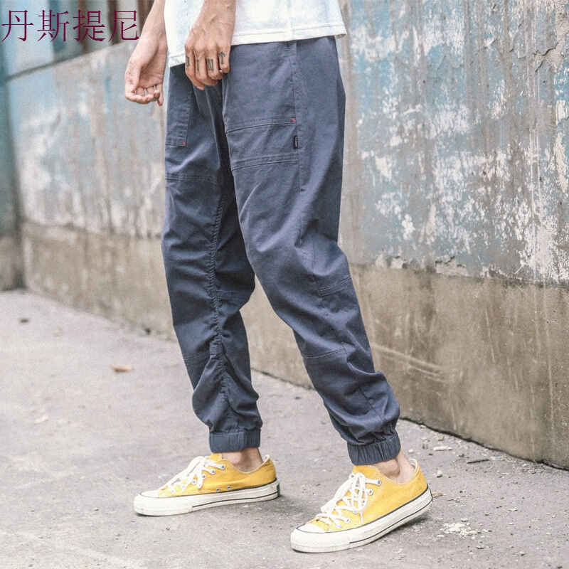 东京衣柜男装日系复古纯色工装裤男士小脚裤束脚裤潮流直筒休闲裤灰色