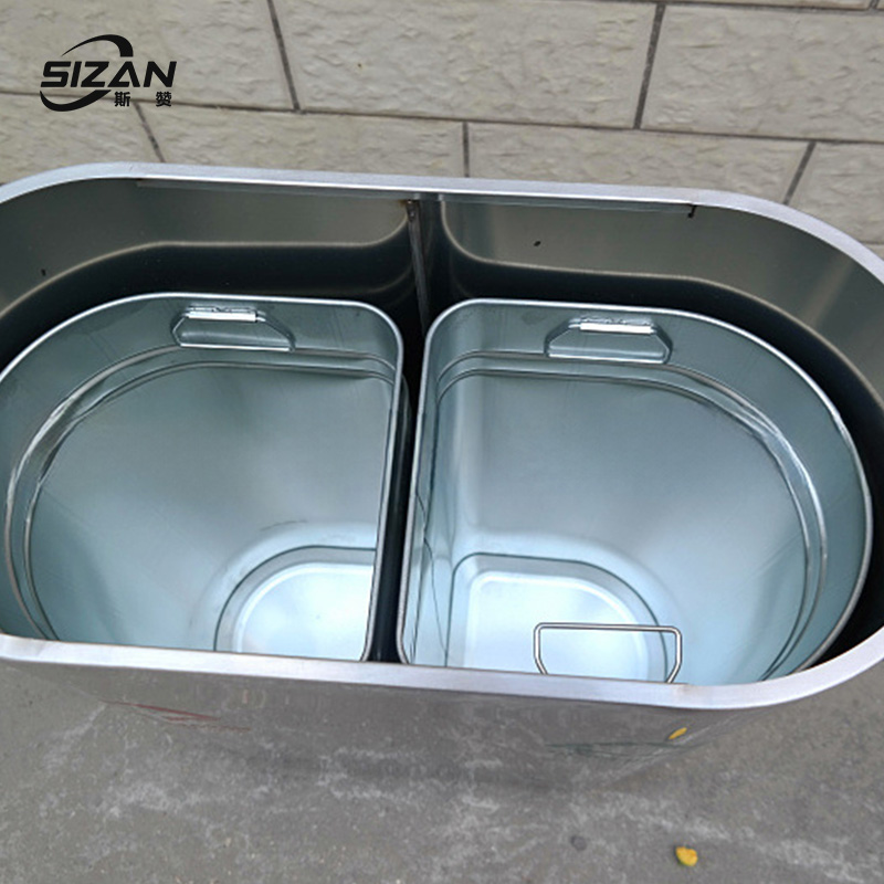 斯赞 室内不锈钢分类垃圾桶 二分类58*28*76cm 个高清大图