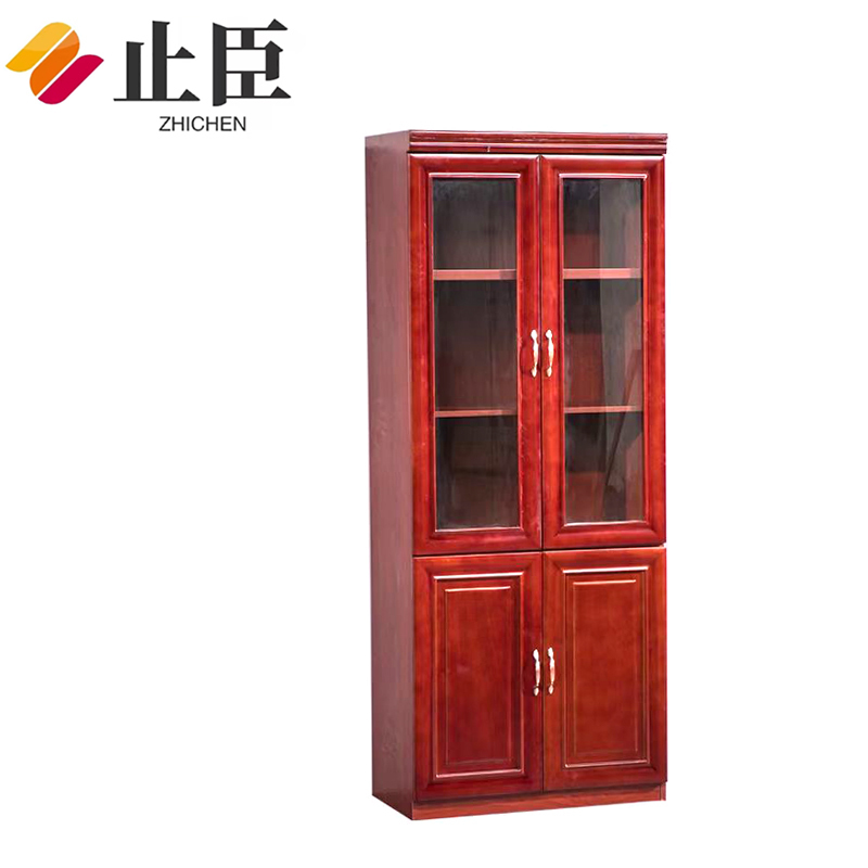 止臣 书柜 办公家具油漆书柜带玻璃门落地置物柜家用自由组合多层书橱收纳展示柜 两门