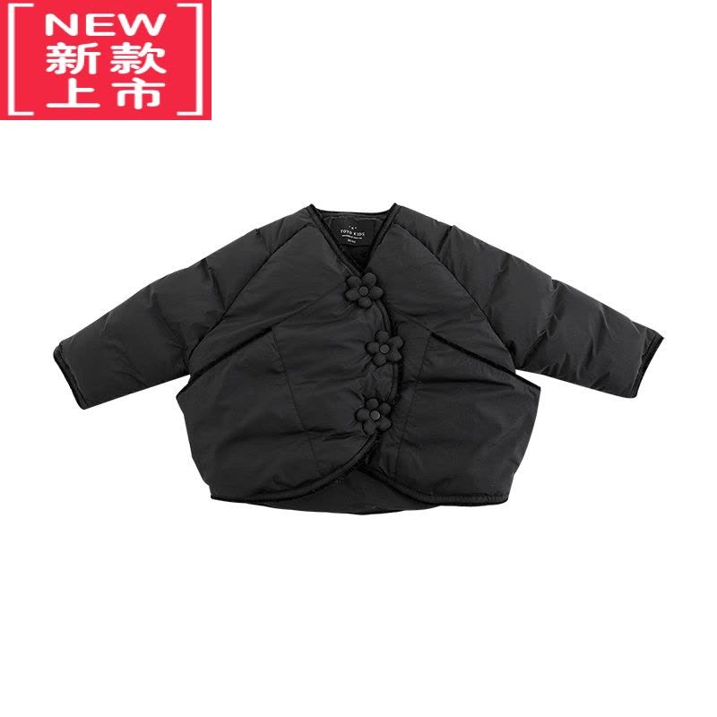 可莉允女童冬季棉服2022新款弧形门襟女宝宝大口袋加厚外套简约可爱图片
