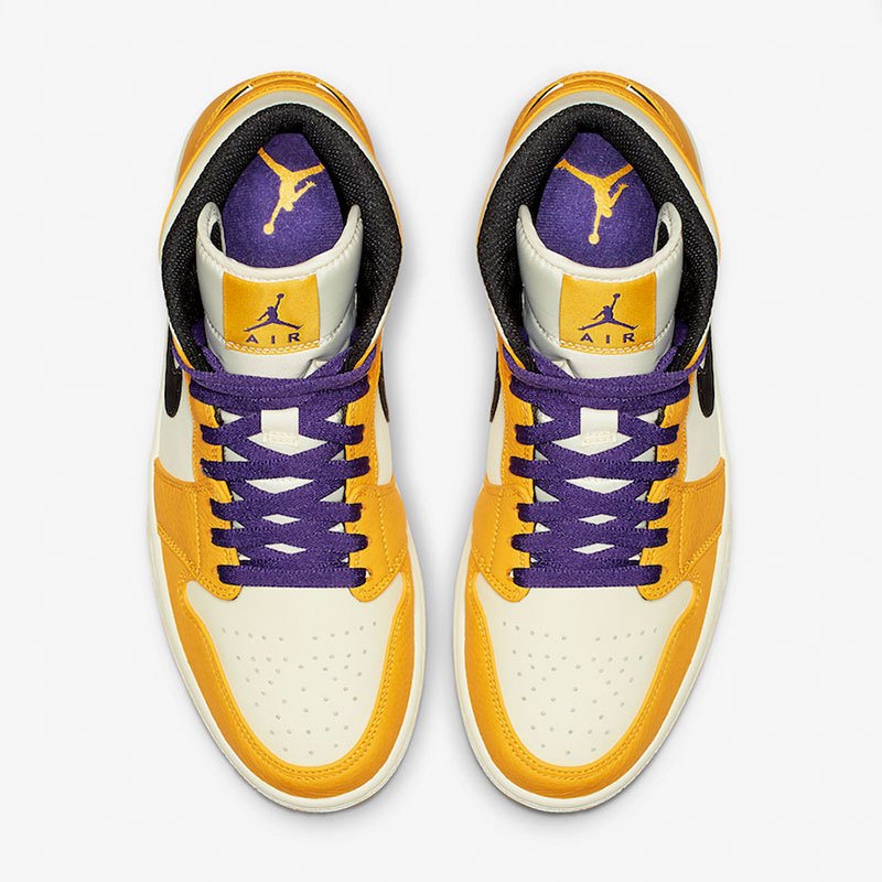 耐克nikeairjordan1aj1nba湖人队鸳鸯篮球运动鞋板鞋中帮篮球鞋男