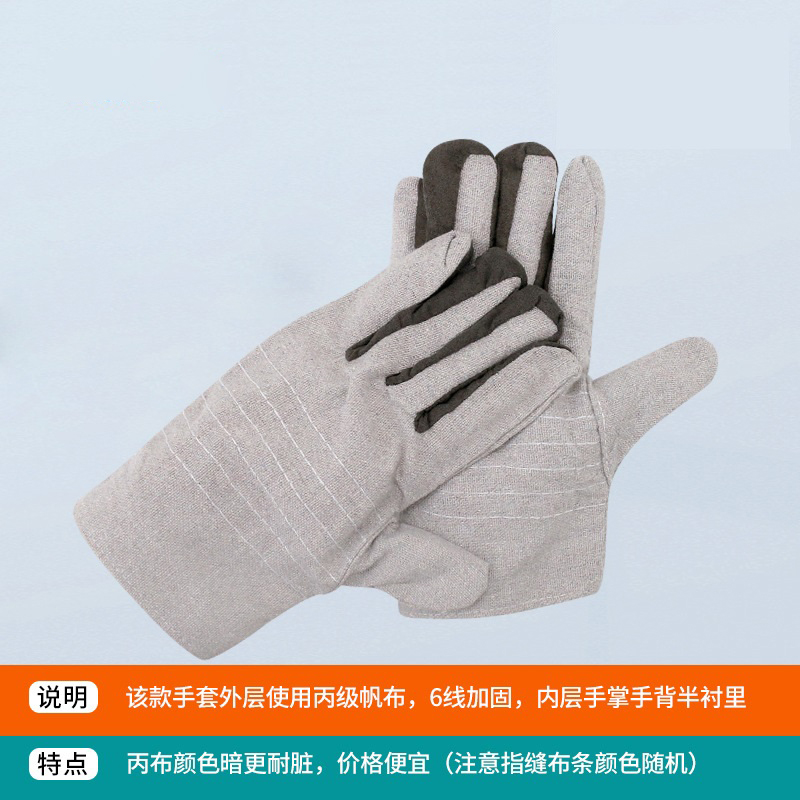 3M 帆布手套半衬6线布条帆布手套(丙布) 10付/包高清大图