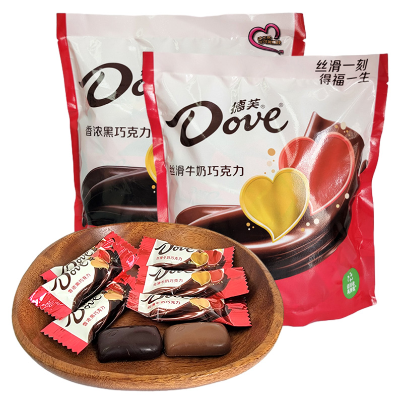 Dove德芙丝滑牛奶巧克力袋装500g黑巧红双喜字结婚婚庆喜糖零食品