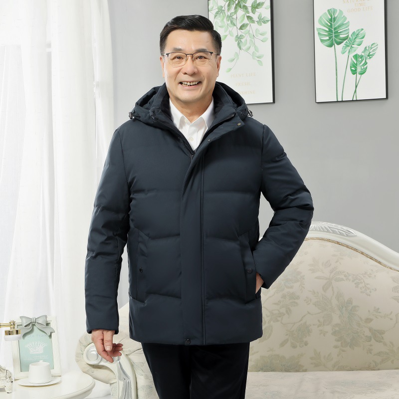JPDUN男士羽绒服中老年短款爸爸羽绒服男爷爷加厚老人冬装外套中年派克服