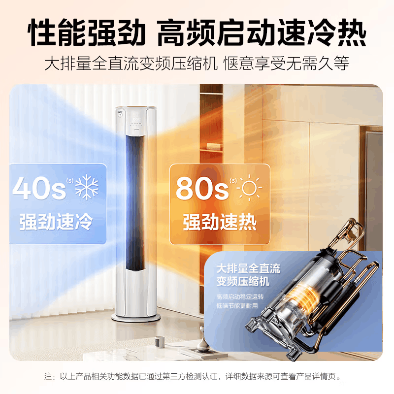 美的(Midea)空调柜机 3匹 智行 新一级能效 变频冷暖 家用客厅空调立式 KFR-72LW/N8YH2-1图片