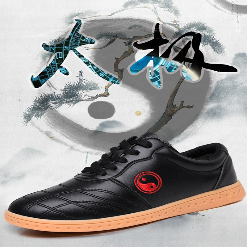 古达太极鞋男女加厚牛筋底武术鞋头层软牛皮功夫鞋软底练武