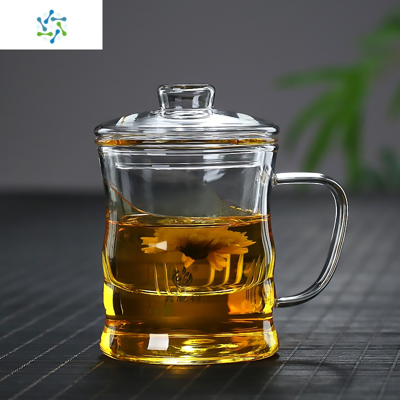 耐热玻璃水杯透明圆趣杯过滤杯茶茶杯办公泡茶杯水杯茶具三维工匠竹节