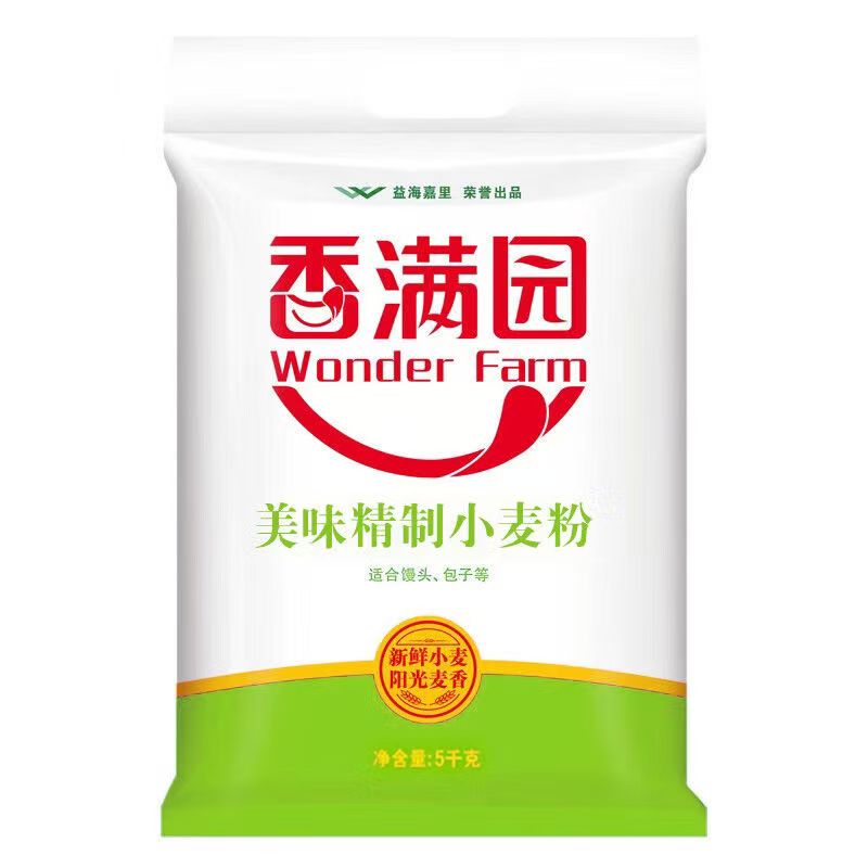 香满园美味富强小麦粉5kg/袋 家用蒸馒头包饺子馄饨面粉 1袋高清大图