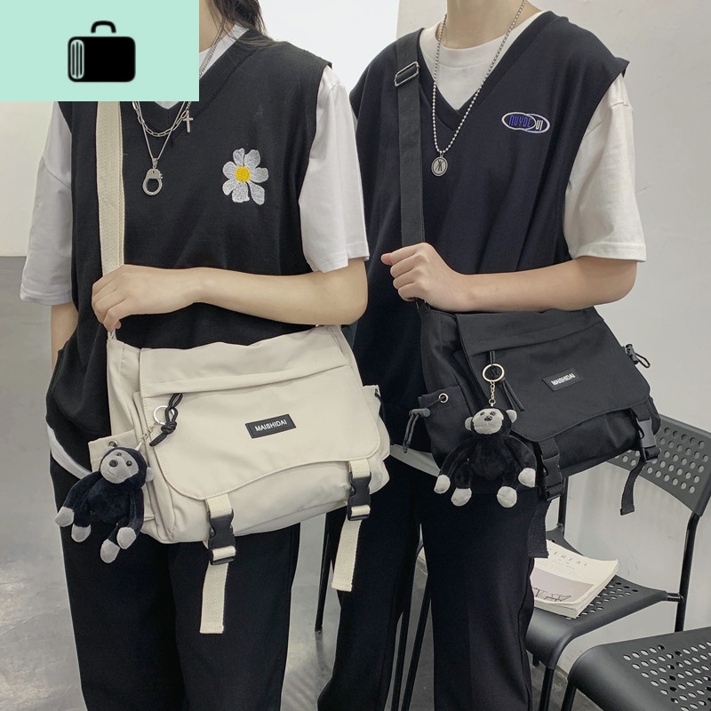 男士单肩包日系潮牌大容量斜挎包男女韩版ins百搭街头潮流邮差包NEW LAKE高清大图