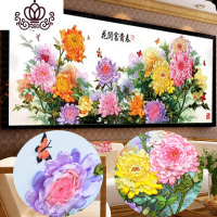 封后(FENGHOU)丝带绣新款客厅挂画中式大幅牡丹5D精准印花开富贵春立体非十字绣 花开富贵春小版170x75cm送新