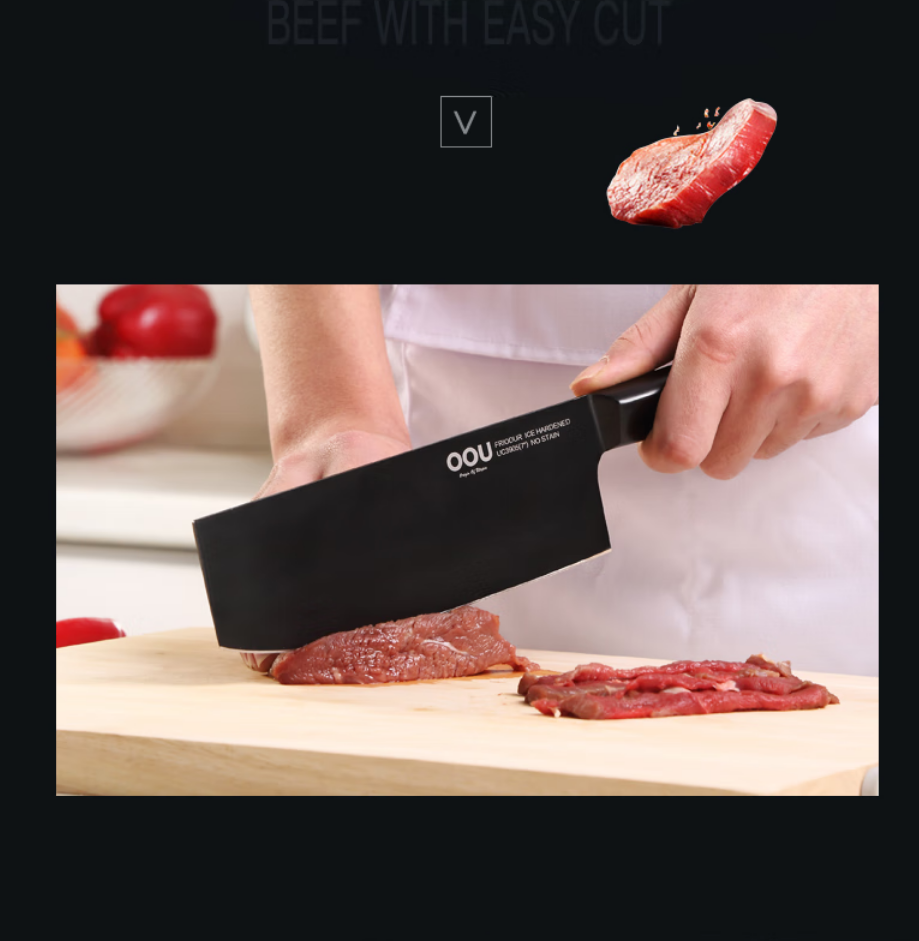 OOU!黑刃系列女款刀具UC3910高效切割锋利耐用安全握把稳固舒适多种食材处理神器高清大图