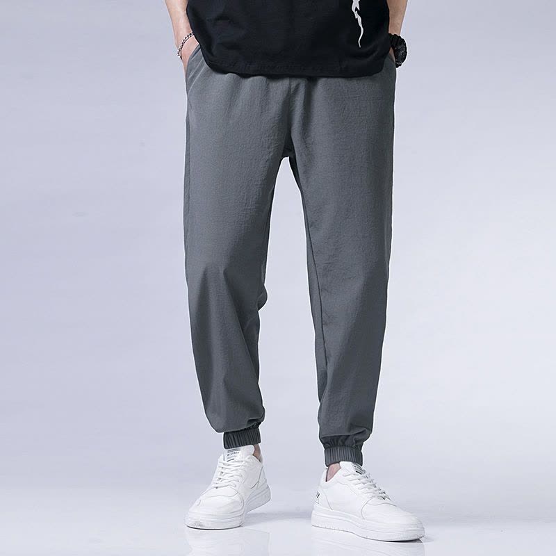 真维斯裤子男冰丝速干薄款夏季休闲长裤百搭学生九分裤运动束脚裤图片